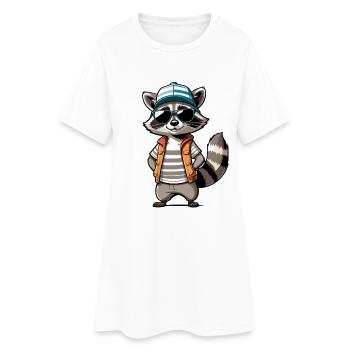 Raccoon Streetwear Outfit - Women’s T-Shirt Dress - white - Front