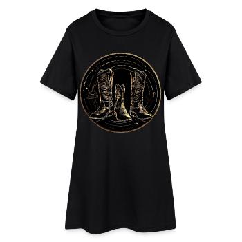 Bottes dorées en cercle - Robe T-shirt Femme - noir - Devant