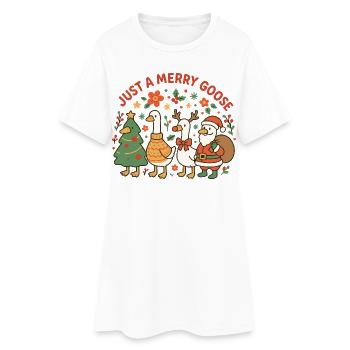 Noël juste une famille d’oies joyeuses - Robe T-shirt Femme - blanc - Devant