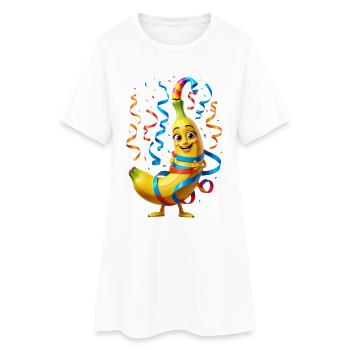 Bananenfeier: Party-Maskottchen Cartoon - Frauen T-Shirt-Kleid - Weiß - Vorne