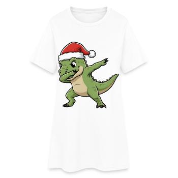 Dab T-Rex de Noël - Robe T-shirt Femme - blanc - Devant