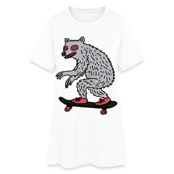 Skateur loup-garou au clair de lune - Robe T-shirt Femme - blanc - Devant