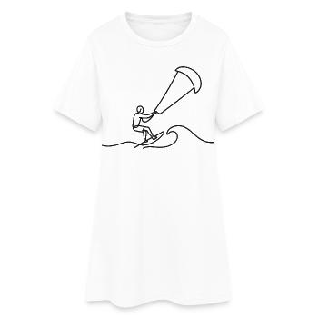 Kitesurfer Sketch – Minimalist Wave Motif - Women’s T-Shirt Dress - white - Front