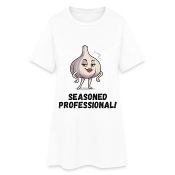 Dame à l’ail - Caricature confiante - Robe T-shirt Femme - blanc - Devant