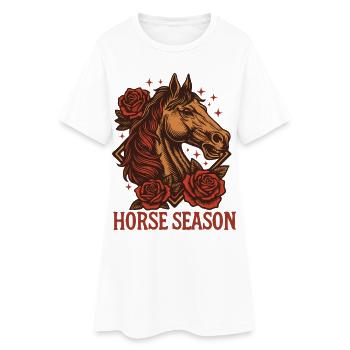 Cheval Saison Roses - Robe T-shirt Femme - blanc - Devant