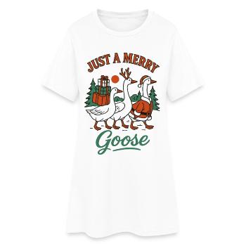 Noël juste une oie joyeuse Noël en famille - Robe T-shirt Femme - blanc - Devant