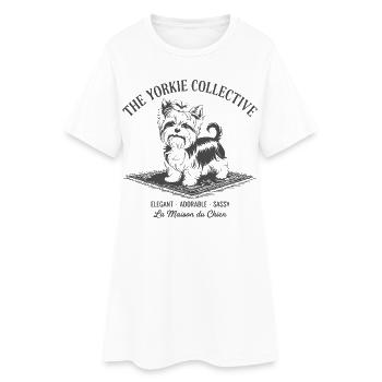 Impression du logo Yorkie Collective - Robe T-shirt Femme - blanc - Devant