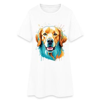 Portrait coloré de chien Popart - Robe T-shirt Femme - blanc - Devant