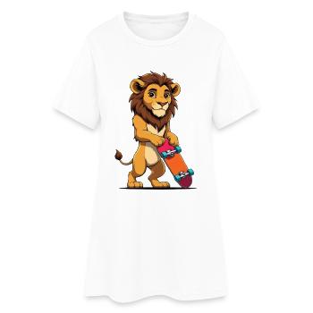 Lionceau Skateboard Power - Robe T-shirt Femme - blanc - Devant