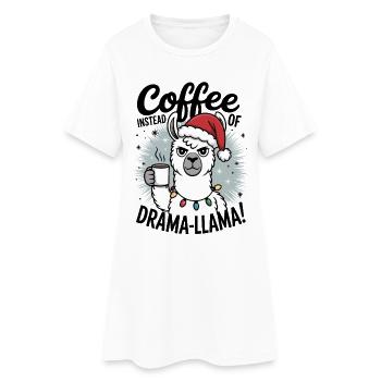 Kaffee statt Drama | Bürohumor | Kollegen Geschenk - Frauen T-Shirt-Kleid - Weiß - Vorne