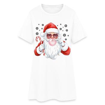 Père Noël Bubble Gum Rose - Robe T-shirt Femme - blanc - Devant