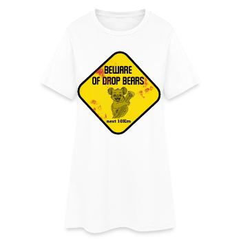 Warnschild Drop Bears - Frauen T-Shirt-Kleid - Weiß - Vorne