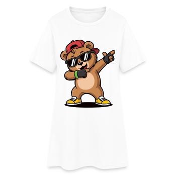 Cool dancing bear with cap and sunglasses - Women’s T-Shirt Dress - white - Front