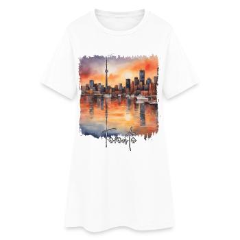 Toronto Aquarell, Toronto, Kanada - Frauen T-Shirt-Kleid - Weiß - Vorne