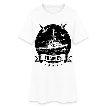 Silhouette de marin nautique chalutier - Robe T-shirt Femme - blanc - Devant