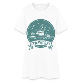 Chalutier de pêche Ahoy Maritim - Robe T-shirt Femme - blanc - Devant