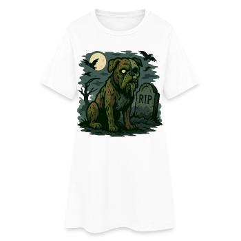 Zombie Bulldog - Chien mort-vivant Halloween Design. - Robe T-shirt Femme - blanc - Devant