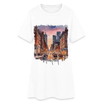 Aquarelle de Montréal, j’adore Montréal - Robe T-shirt Femme - blanc - Devant