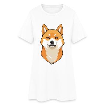Illustration de la tête de Shiba Inu - Robe T-shirt Femme - blanc - Devant