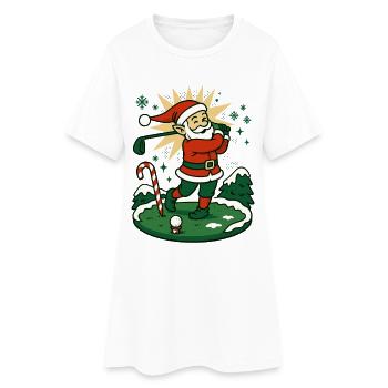 Père Noël Golf Noël Vacances amusantes - Robe T-shirt Femme - blanc - Devant