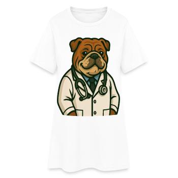 Bulldog Vet Doctor Illustration - Women’s T-Shirt Dress - white - Front