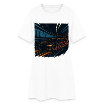 Voiture de sport de nuit dans le tunnel de vitesse - Robe T-shirt Femme - blanc - Devant