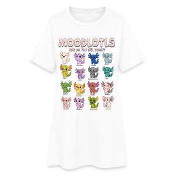 Moodlotls Axolotl Emotions Chart Cute Kawaii - Women’s T-Shirt Dress - white - Front