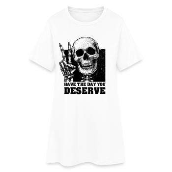 Chemise Skeleton Peace Sign - Robe T-shirt Femme - blanc - Devant
