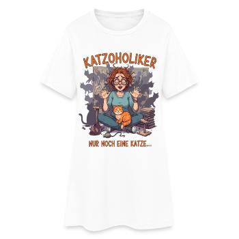 Katzoholiker Nur noch eine Katze - Lustiger Spruch - Frauen T-Shirt-Kleid - Weiß - Vorne