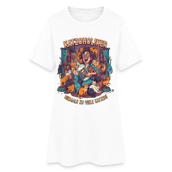 Accro aux chats, il n’y a jamais trop de chats - Robe T-shirt Femme - blanc - Devant