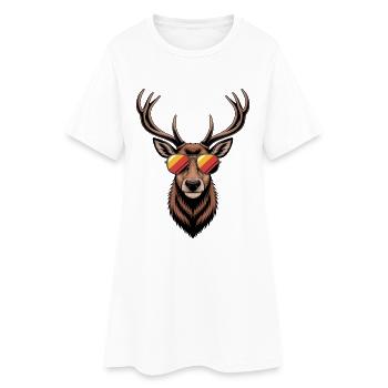 Cerf avec bois et lunettes de soleil - Robe T-shirt Femme - blanc - Devant