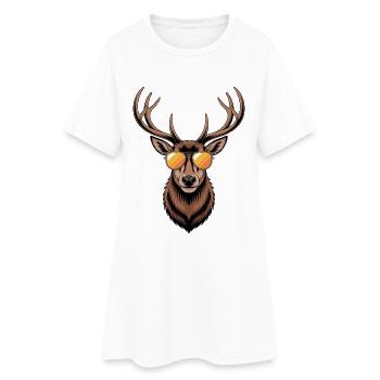 Deer with antlers and sunglasses - Women’s T-Shirt Dress - white - Front