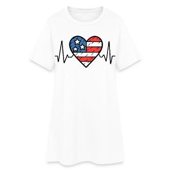 États-Unis Heartbeat Line Drapeau américain Love Design - Robe T-shirt Femme - blanc - Devant