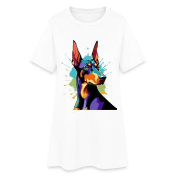 Explosion de couleurs Doberman - Robe T-shirt Femme - blanc - Devant
