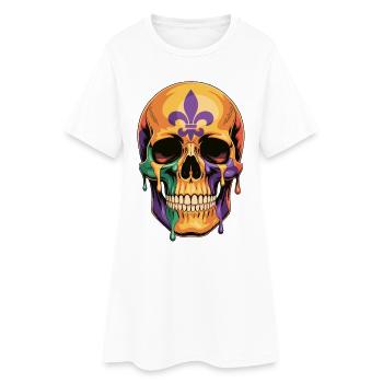Chemise tête de mort Mardi Gras - Robe T-shirt Femme - blanc - Devant