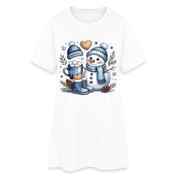 Winter Magic Snowman Cocoa - Women’s T-Shirt Dress - white - Front