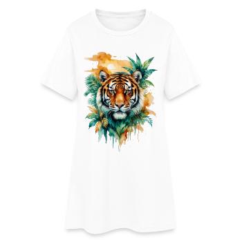 Tigre aquarelle dans la jungle - Robe T-shirt Femme - blanc - Devant