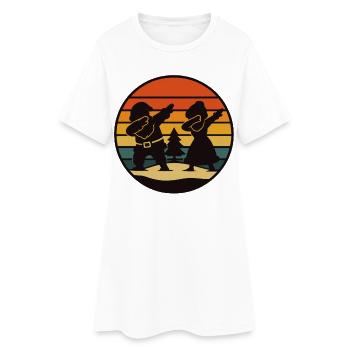 Dabbing Santa Claus & Mrs Claus Retro Shirt - Women’s T-Shirt Dress - white - Front