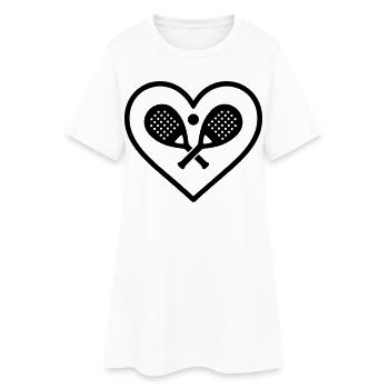 Padel Herz gekreuzte Schläger Sport Geschenk - Frauen T-Shirt-Kleid - Weiß - Vorne