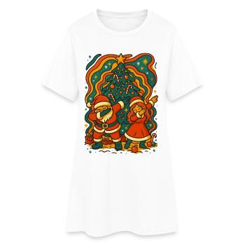 Dabbing Père Noël & Mère Noël Vagues Rétro - Robe T-shirt Femme - blanc - Devant