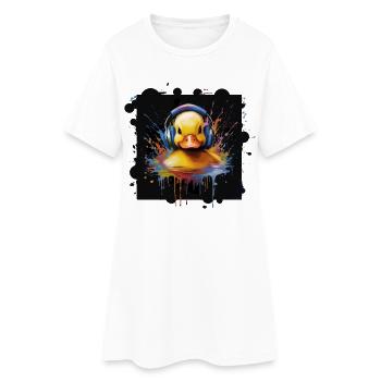 Music Rubber Duck - Motif d’animal amusant avec casque - Robe T-shirt Femme - blanc - Devant