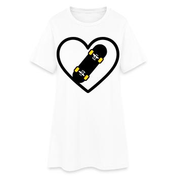 Skateboard Coeur Sport Street Passion - Robe T-shirt Femme - blanc - Devant