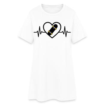 Skateboard Coeur Sport Passion Urbaine - Robe T-shirt Femme - blanc - Devant