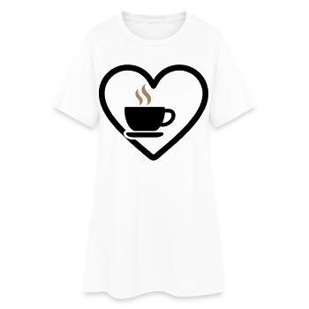 Café Coeur Tasse Boisson Chaude Matin - Robe T-shirt Femme - blanc - Devant
