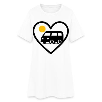 Vanlife Heart Van Travel Road Adventure - Robe T-shirt Femme - blanc - Devant