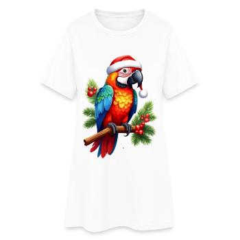 Colorful parrot for Christmas - Women’s T-Shirt Dress - white - Front