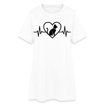 Chat Coeur Silhouette Mignon Cadeau d’Amoureux des Animaux - Robe T-shirt Femme - blanc - Devant