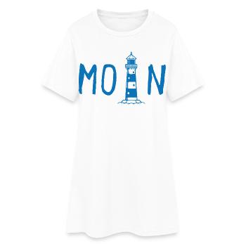 Moin mit Leuchtturm - Frauen T-Shirt-Kleid - Weiß - Vorne