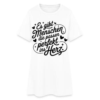 Es gibt Menschen die passen perfekt ins Herz - Frauen T-Shirt-Kleid - Weiß - Vorne