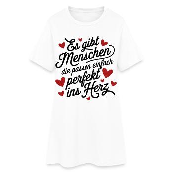 Es gibt Menschen die passen perfekt ins Herz - Frauen T-Shirt-Kleid - Weiß - Vorne